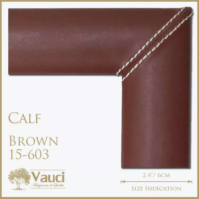 Calf brown vauci frame with its size indication on a white background.