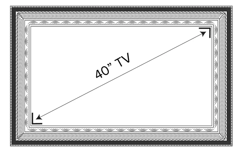 Sketch of a 40-inch mirror TV with a unique frame design.