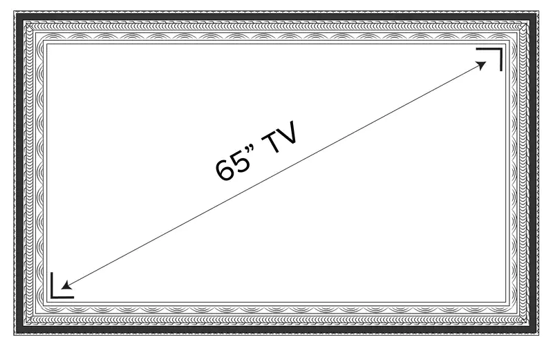 Sketch of a 65-inch mirror TV with a sophisticated frame design.