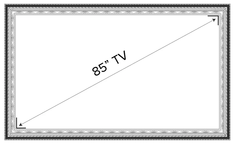 Sketch of a 85-inch mirror TV with an extraordinary frame design.